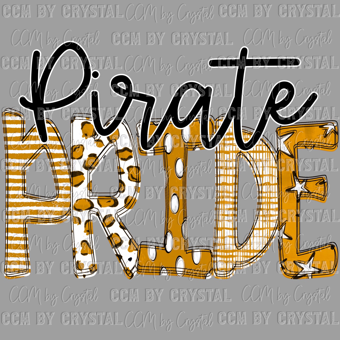Pirate Pride Gold Mascot Ready to Press Transfer DTF Transfer Sublimation Transfer