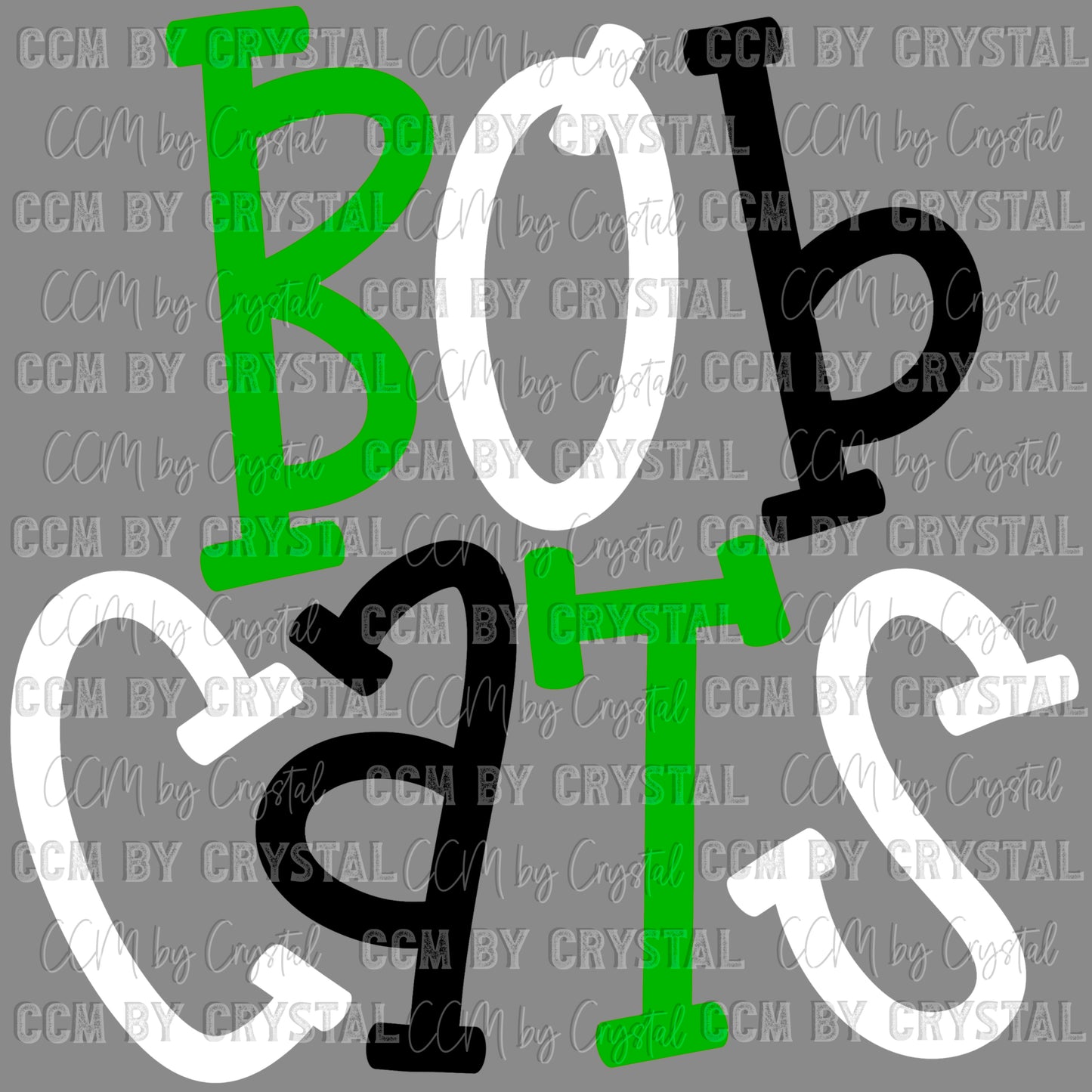 Bobcats Mascot Green Ready to Press Transfer DTF Transfer