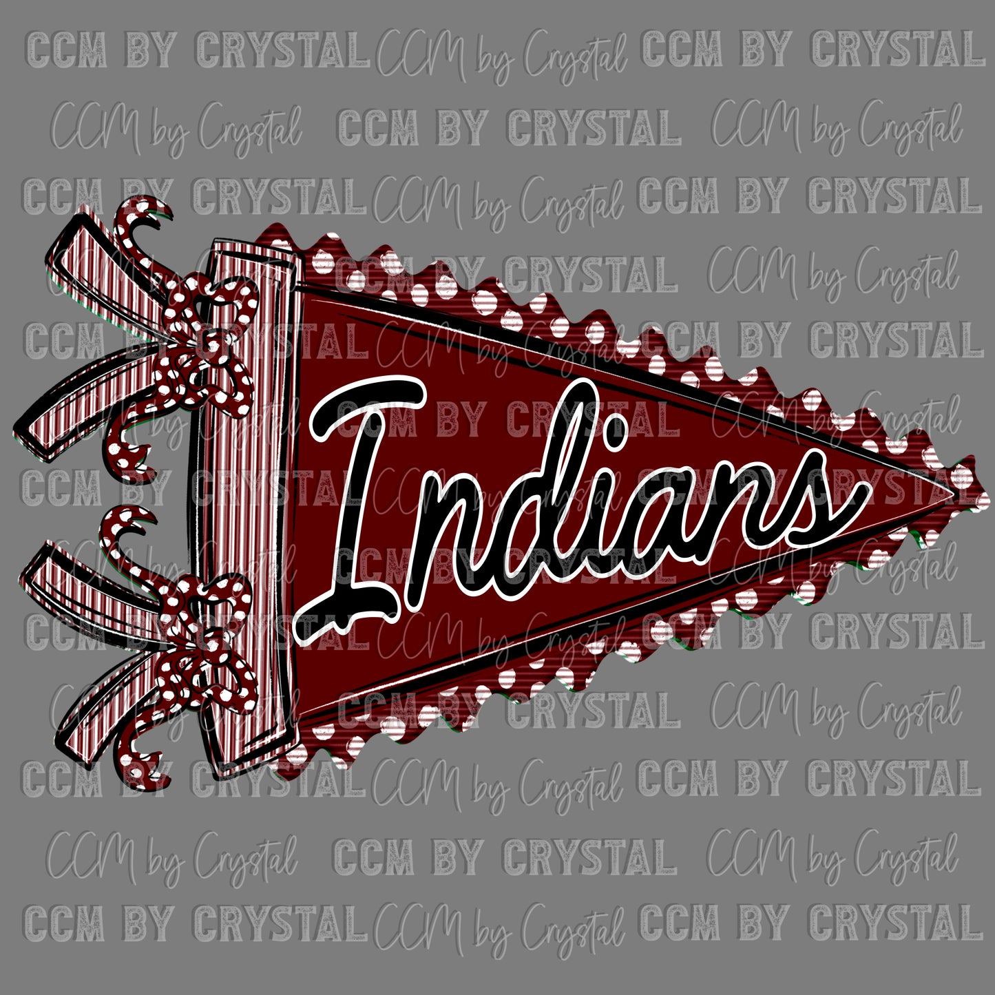 Indians Pennant Maroon Ready to Press Transfer DTF Transfer Sublimation Transfer