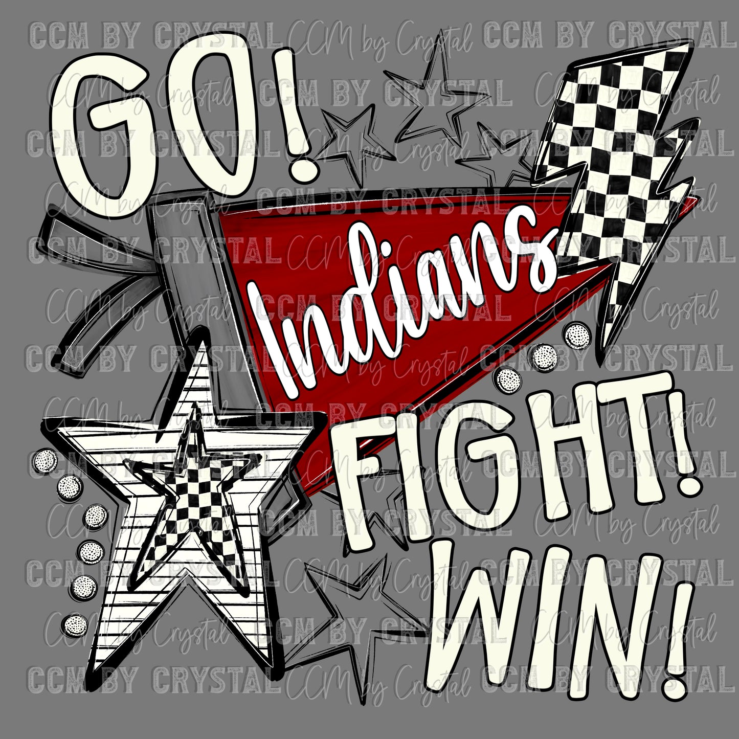 Go Fight Win Indians Maroon Ready to Press Transfer DTF Transfer Sublimation Transfer