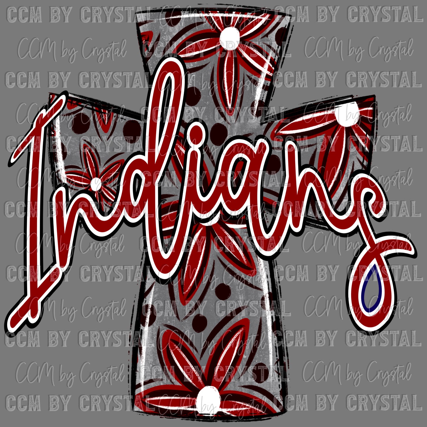 Indians Maroon Cross Ready to Press Transfer DTF Transfer Sublimation Transfer