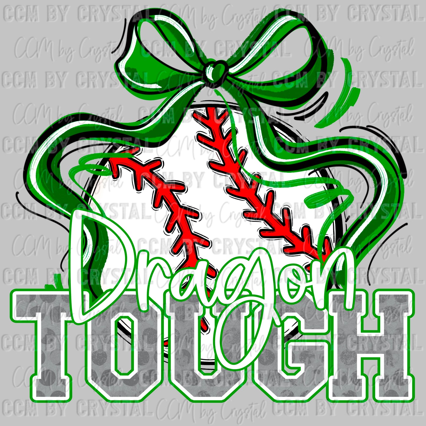 Dragon Tough Baseball Green Mascot Ready to Press Transfer DTF Transfer Sublimation Transfer