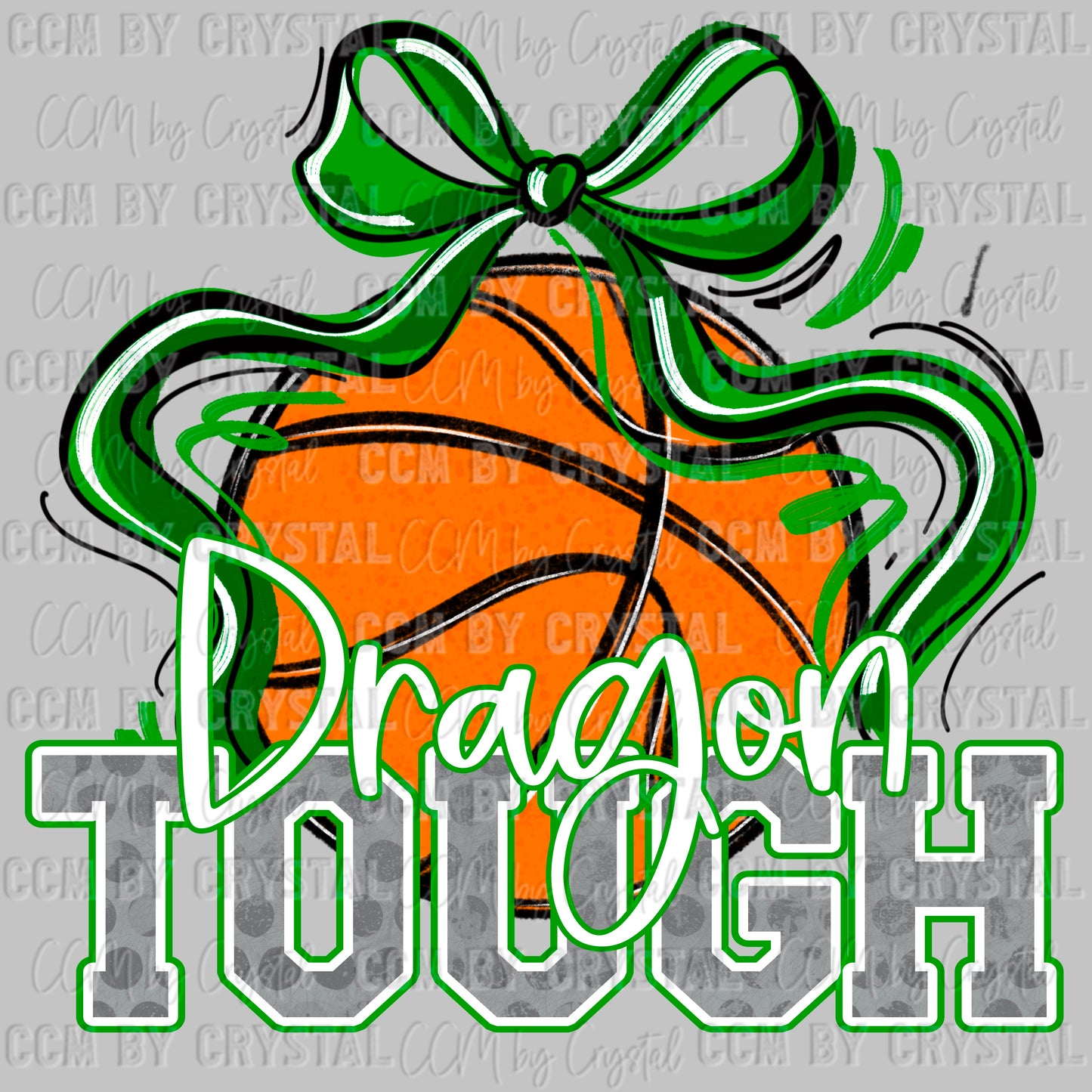 Dragon Tough Basketball Green Mascot Ready to Press Transfer DTF Transfer Sublimation Transfer