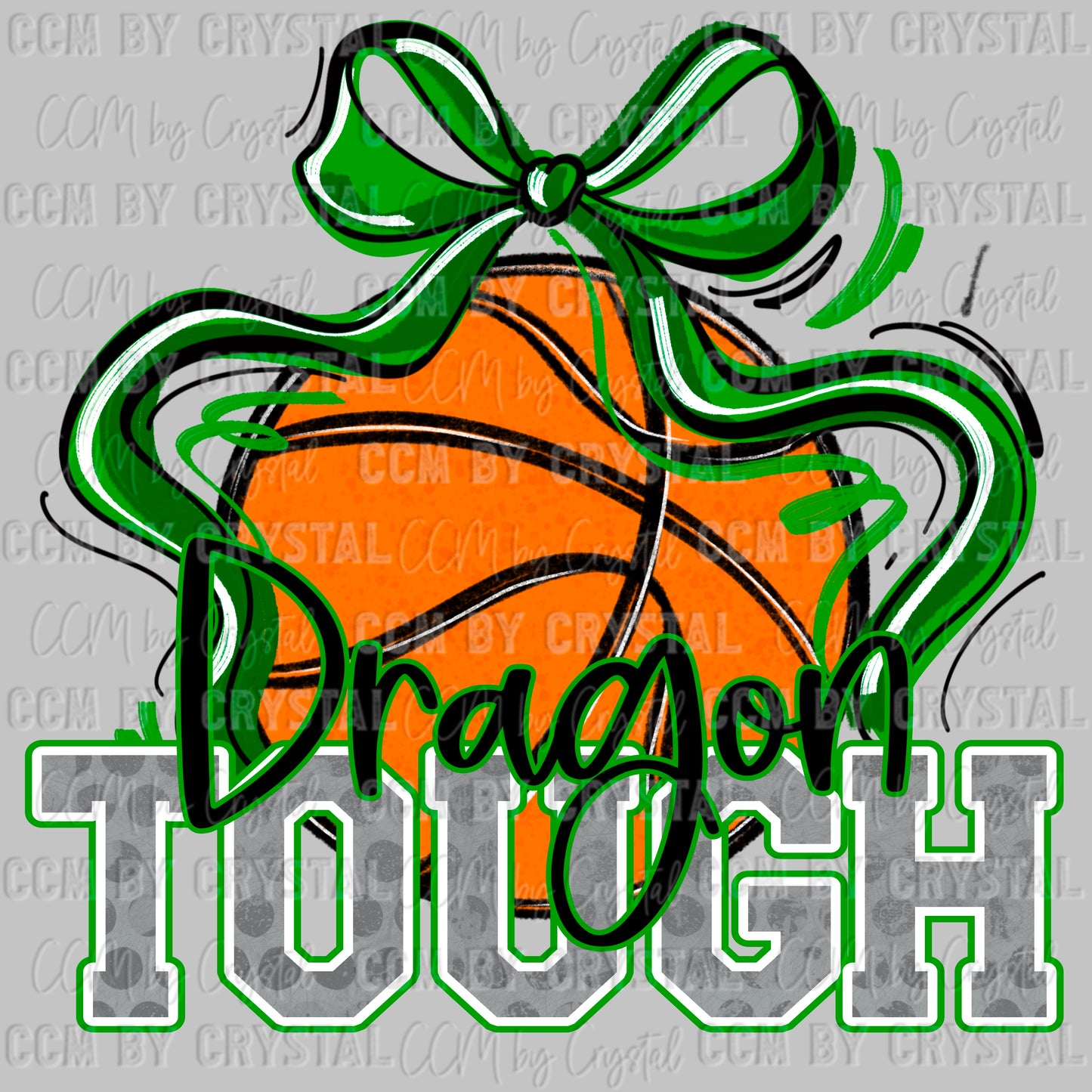 Dragon Tough Basketball Green Mascot Ready to Press Transfer DTF Transfer Sublimation Transfer