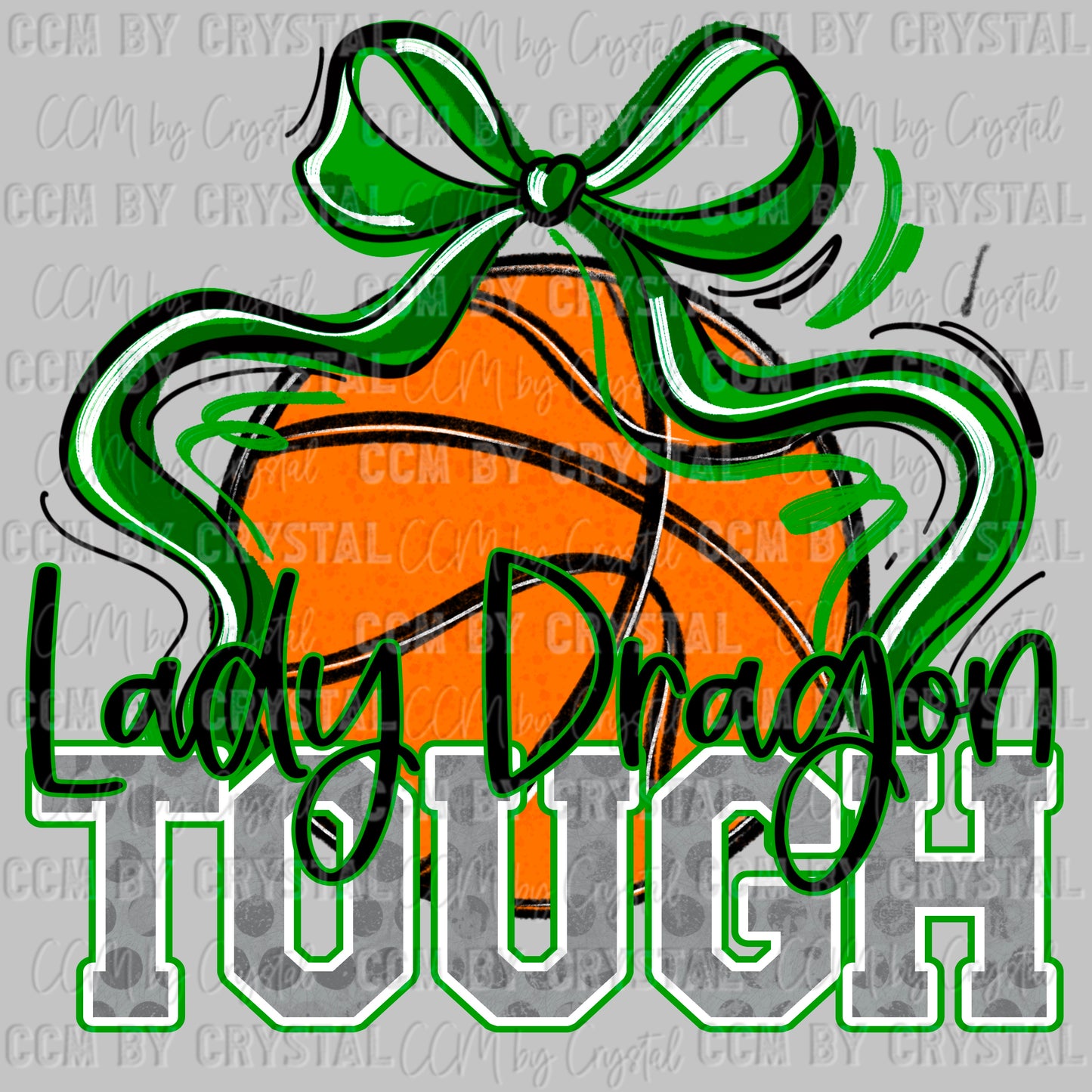 Lady Dragon Tough Basketball Green Mascot Ready to Press Transfer DTF Transfer Sublimation Transfer