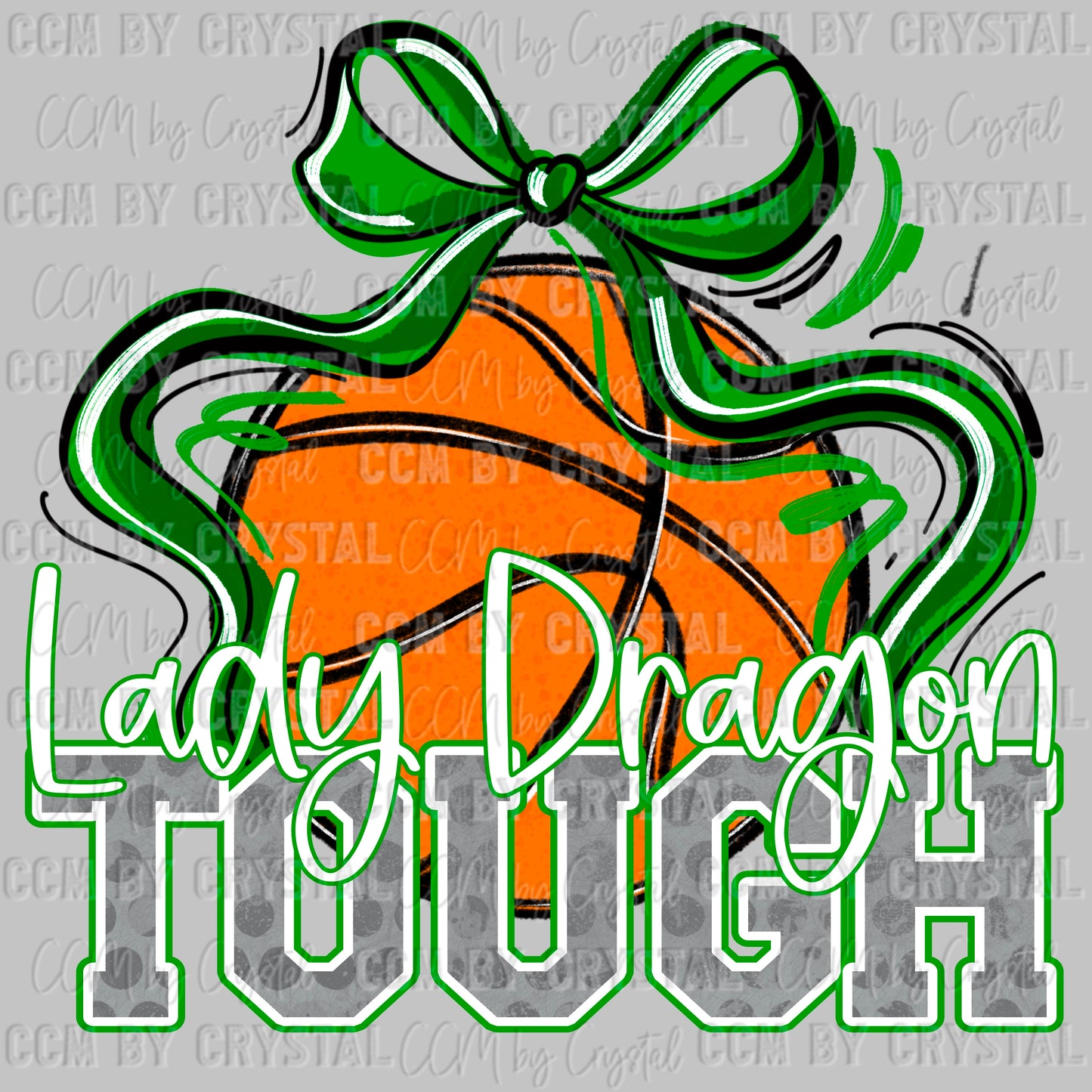 Lady Dragon Tough Basketball Green Mascot Ready to Press Transfer DTF Transfer Sublimation Transfer