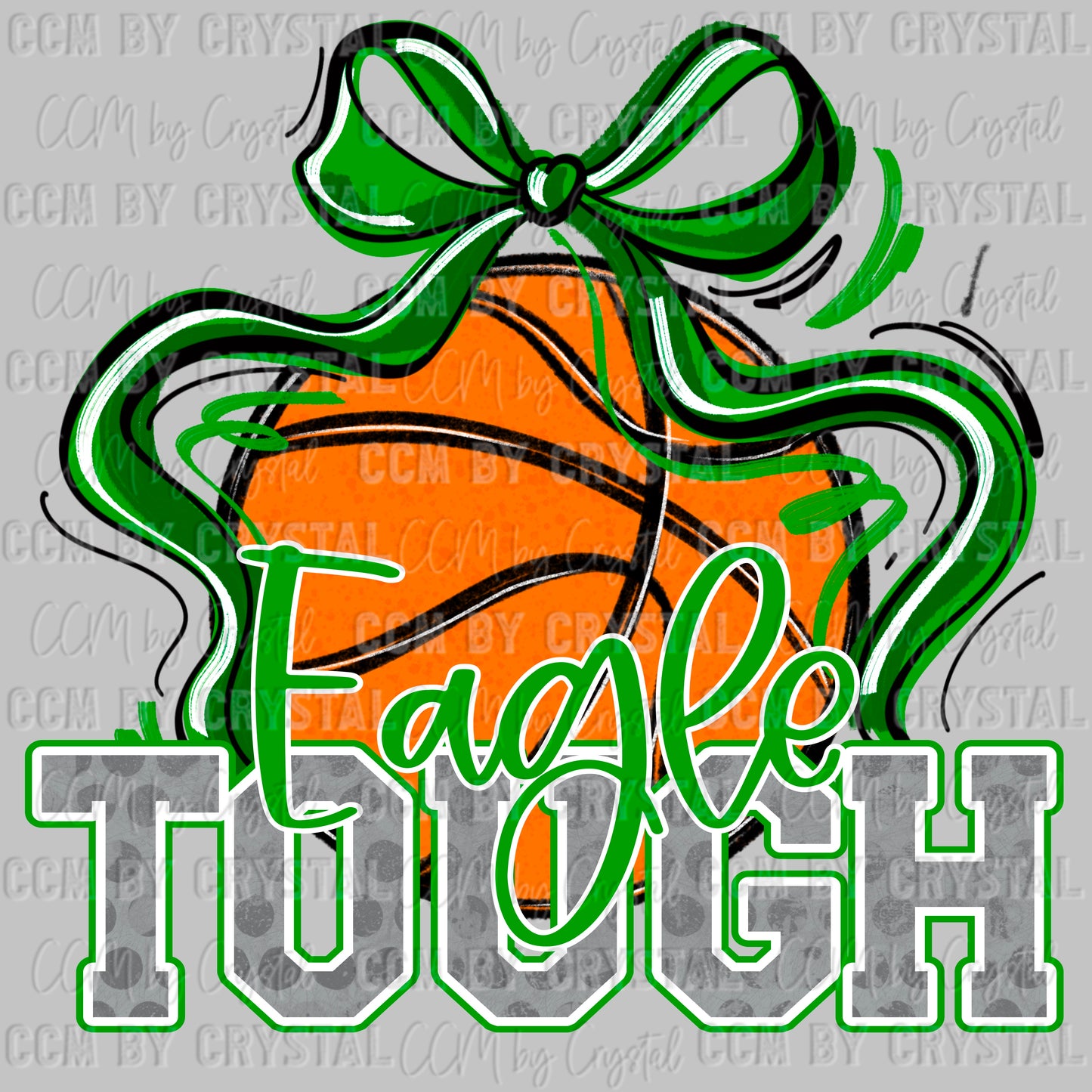 Eagle Tough Basketball Green Mascot Ready to Press Transfer DTF Transfer Sublimation Transfer
