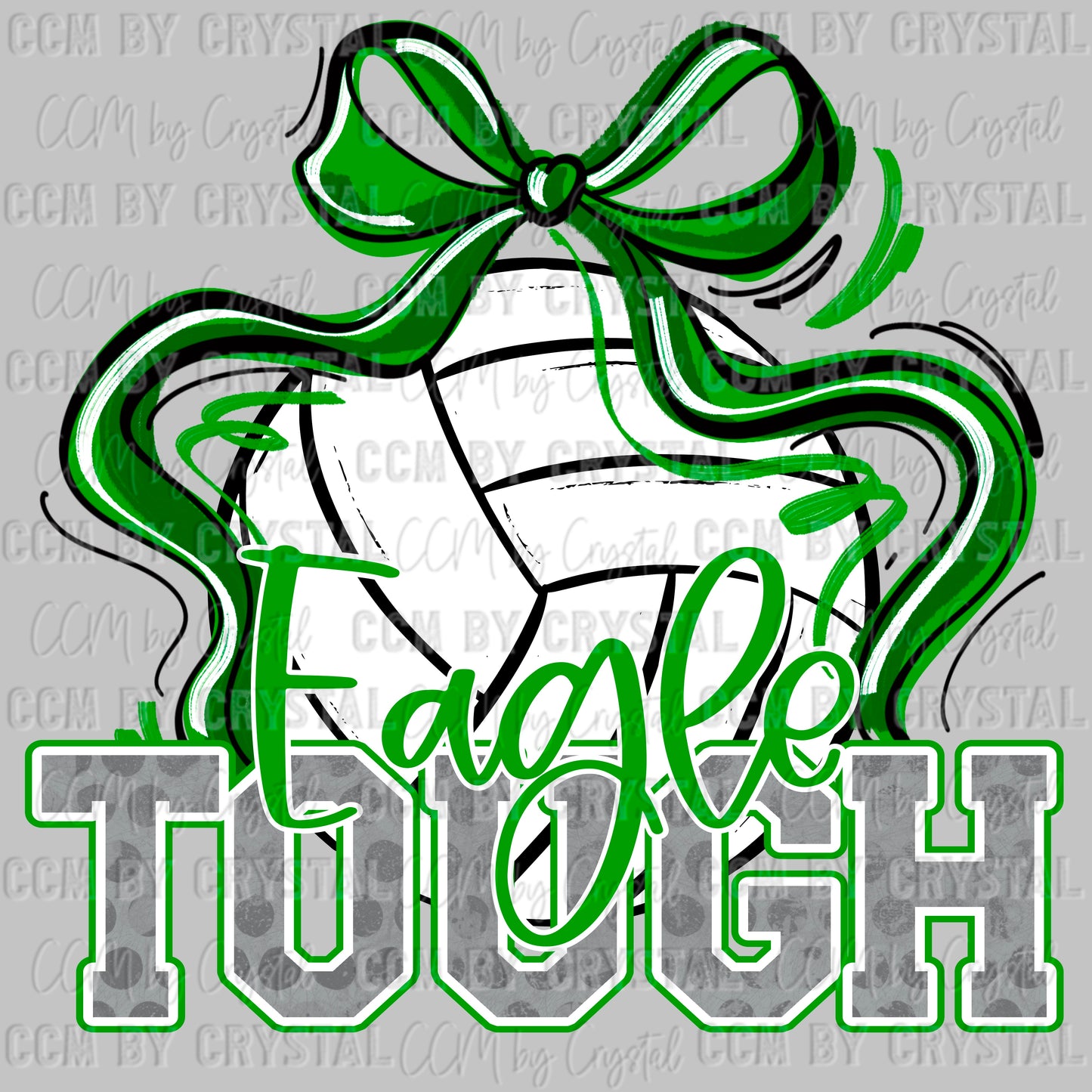 Eagle Tough Volleyball Green Mascot Ready to Press Transfer DTF Transfer Sublimation Transfer
