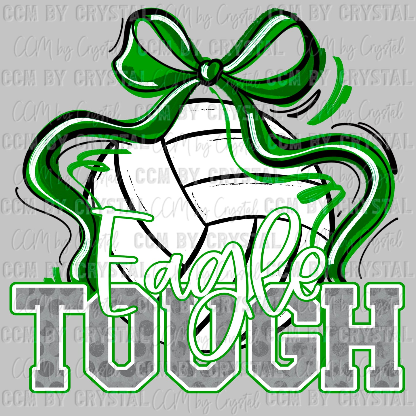 Eagle Tough Volleyball Green Mascot Ready to Press Transfer DTF Transfer Sublimation Transfer