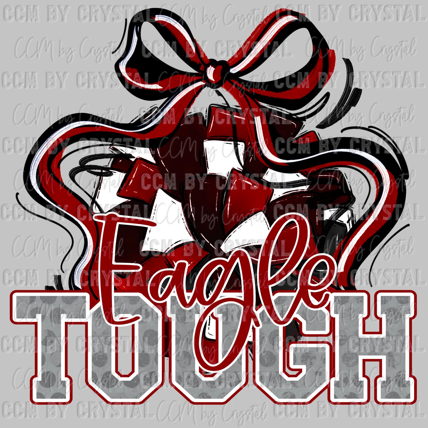 Eagle Tough Cheer Pom Pom Maroon Mascot Ready to Press Transfer DTF Transfer Sublimation Transfer