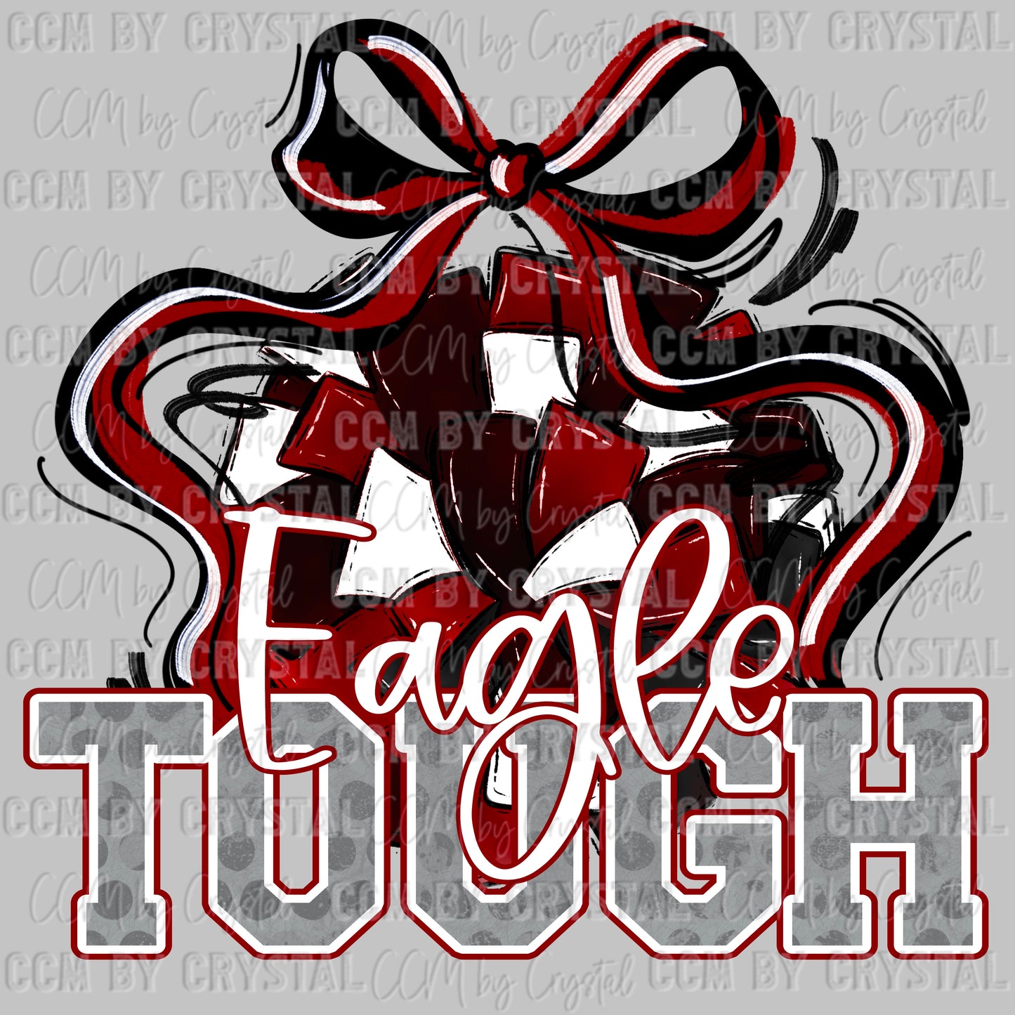 Eagle Tough Cheer Pom Pom Maroon Mascot Ready to Press Transfer DTF Transfer Sublimation Transfer