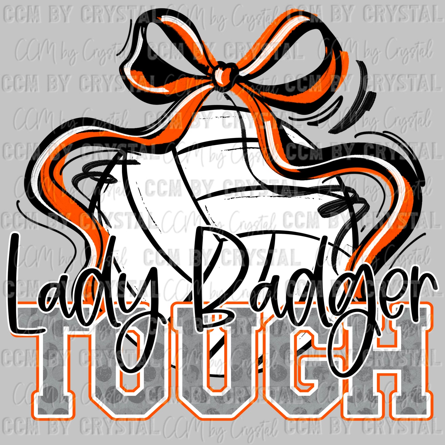 Lady Badger Tough Volleyball Orange Mascot Ready to Press Transfer DTF Transfer Sublimation Transfer