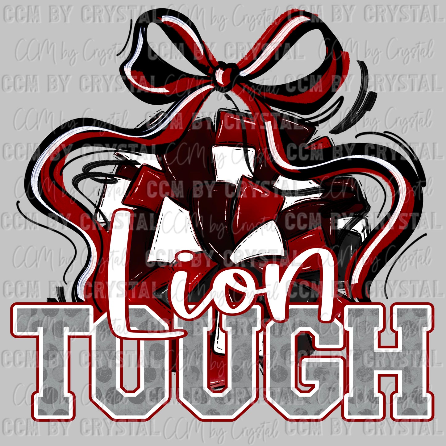 Lion Tough Cheer Pompom Maroon Mascot Ready to Press Transfer DTF Transfer Sublimation Transfer