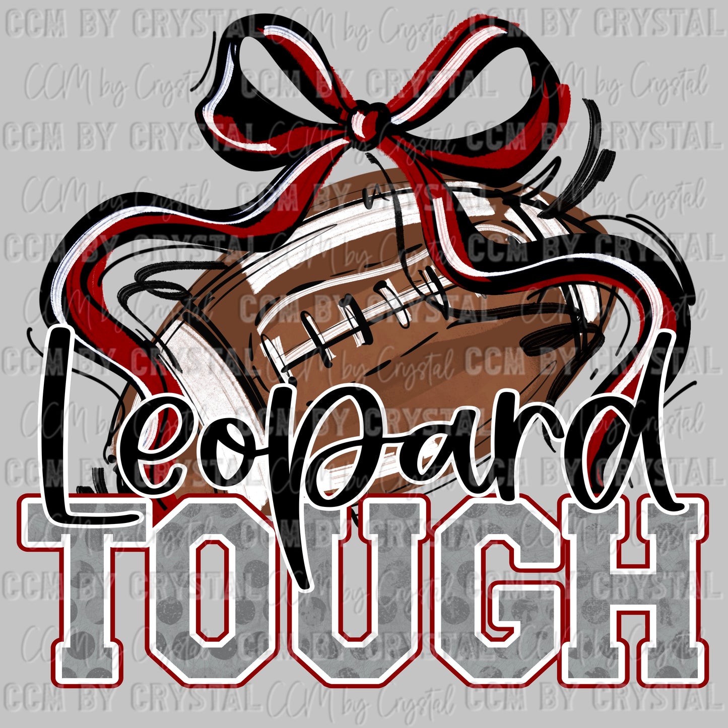 Leopard Tough Football Maroon Mascot Ready to Press Transfer DTF Transfer Sublimation Transfer