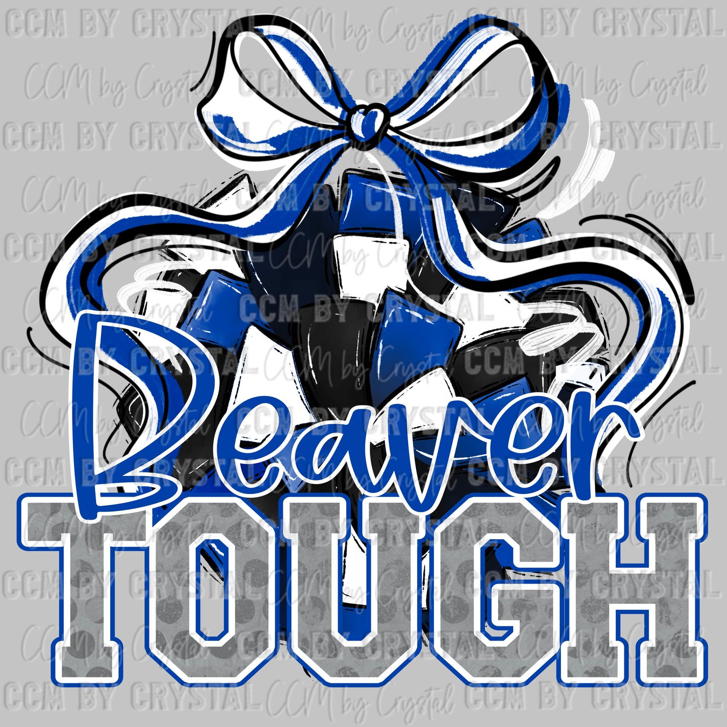 Beaver Tough Cheer Pompom Blue Mascot Ready to Press Transfer DTF Transfer Sublimation Transfer