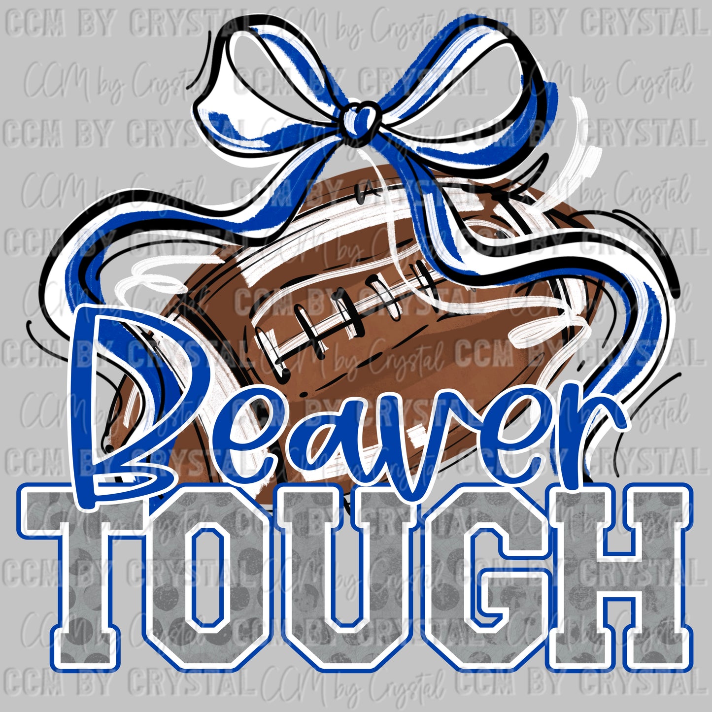 Beaver Tough Football Blue Mascot Ready to Press Transfer DTF Transfer Sublimation Transfer