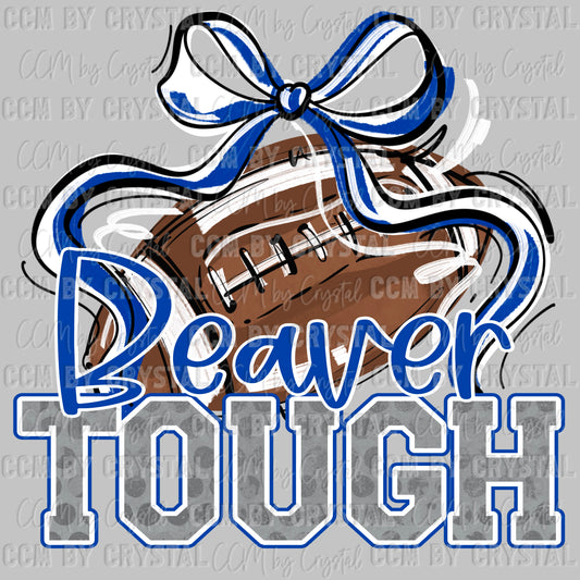 Beaver Tough Football Blue Mascot Ready to Press Transfer DTF Transfer Sublimation Transfer