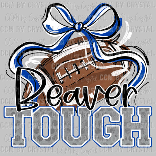 Beaver Tough Football Blue Mascot Ready to Press Transfer DTF Transfer Sublimation Transfer