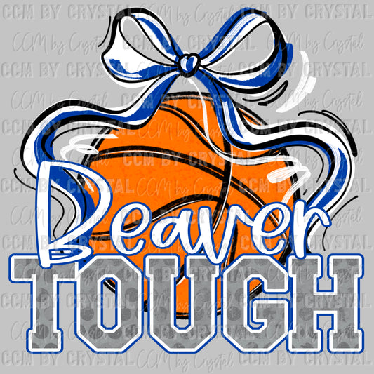 Beaver Tough Basketball Blue Mascot Ready to Press Transfer DTF Transfer Sublimation Transfer