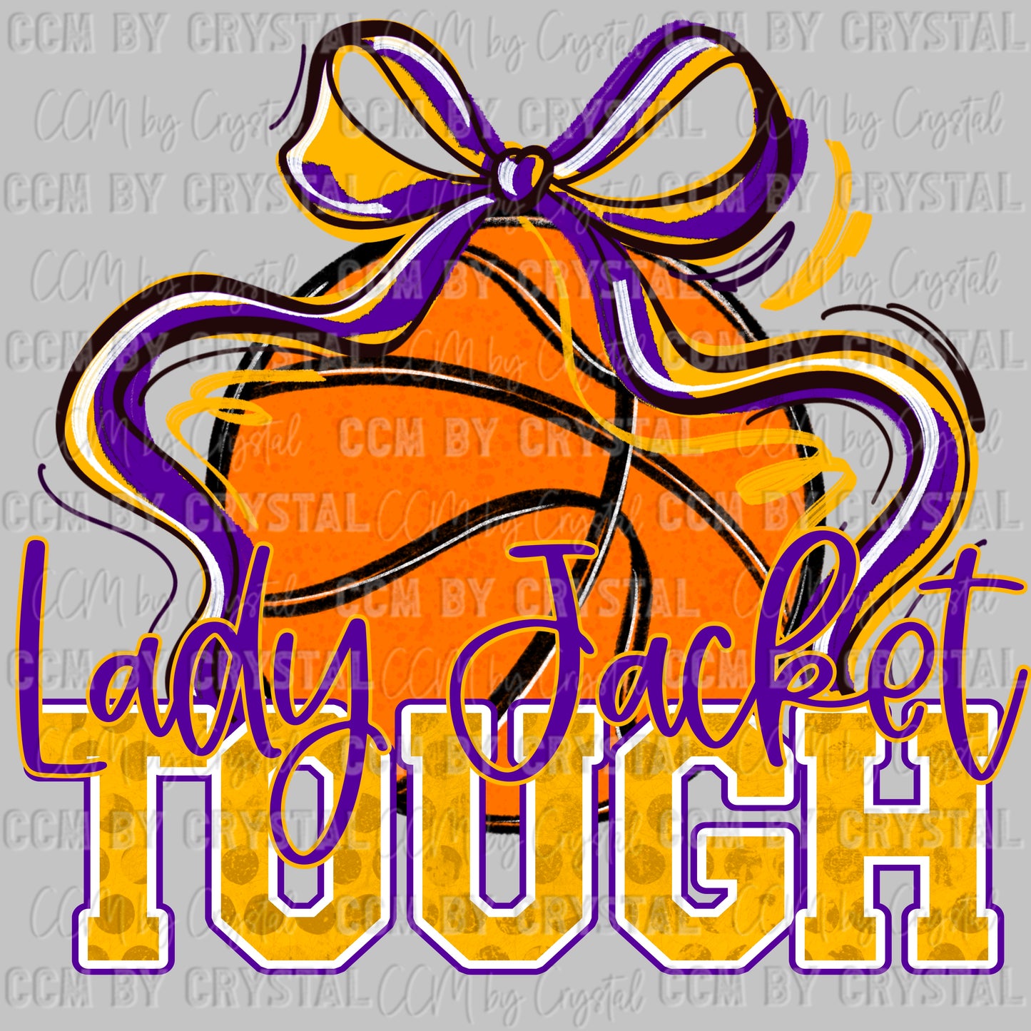 Lady Jacket Tough Basketball Gold Purple Mascot Ready to Press Transfer DTF Transfer Sublimation Transfer
