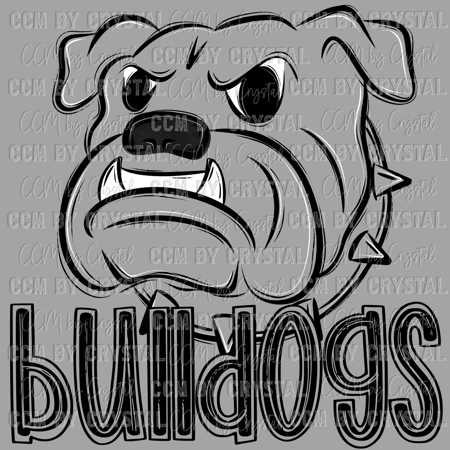 Bulldogs Doodle Mascot Sports Ready to Press Transfer DTF Transfer Sublimation Transfer
