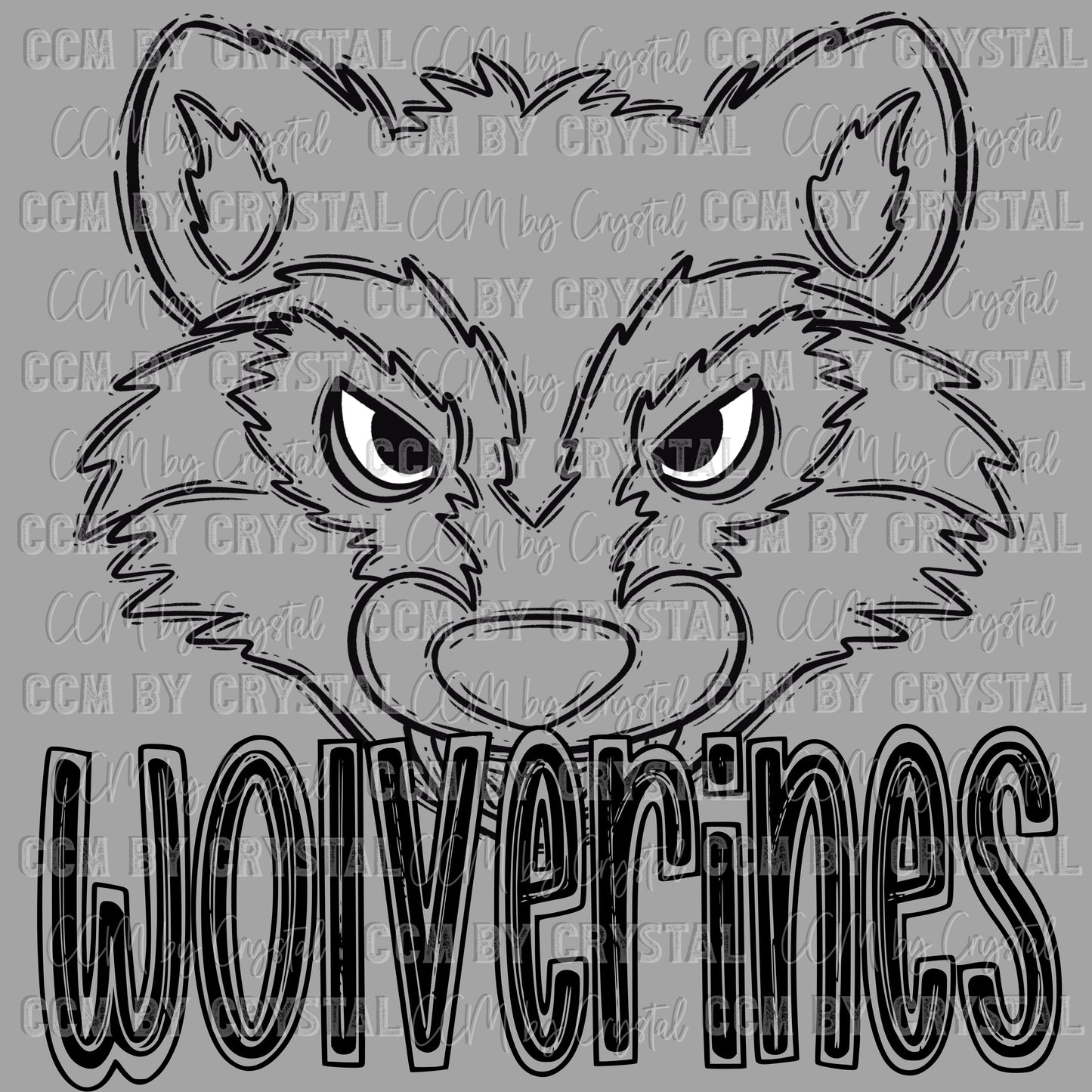 Wolverines Doodle Mascot Sports Ready to Press Transfer DTF Transfer Sublimation Transfer