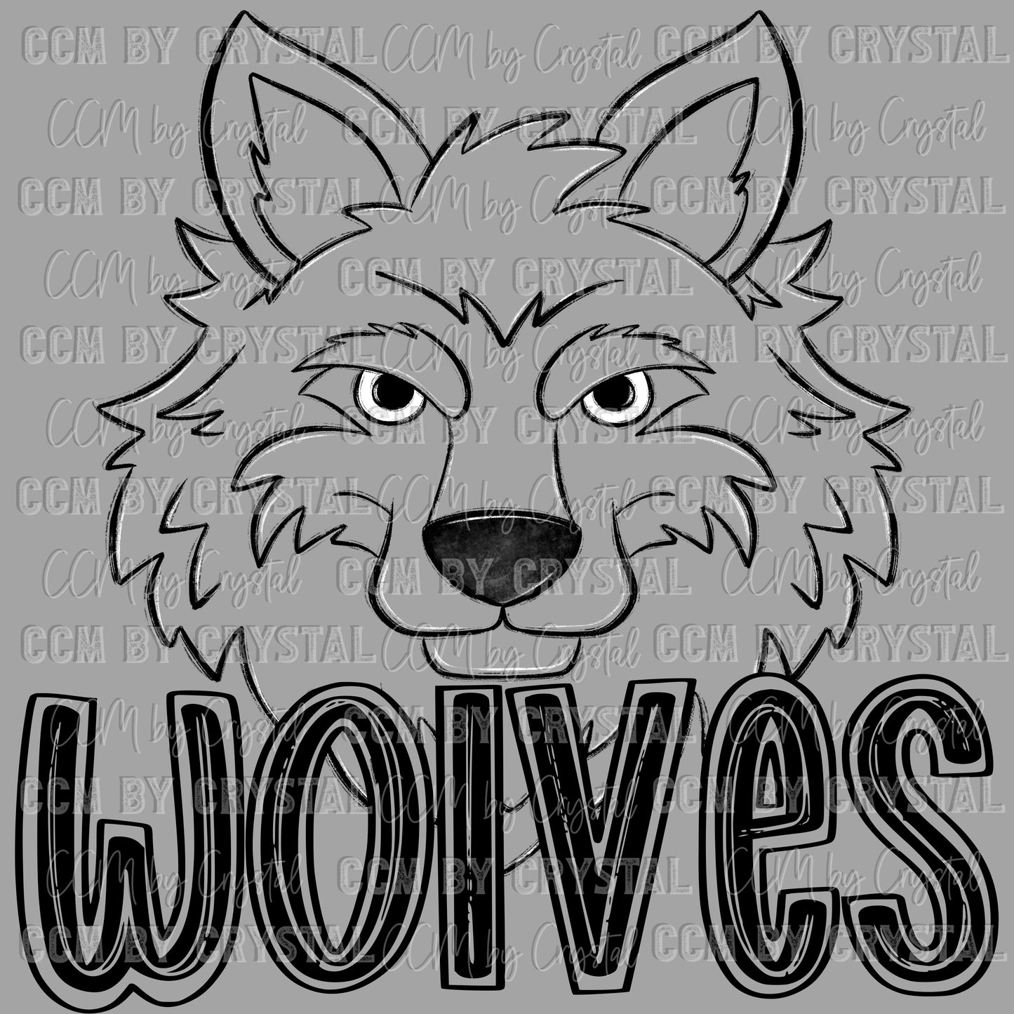 Wolves Doodle Mascot Sports Ready to Press Transfer DTF Transfer Sublimation Transfer