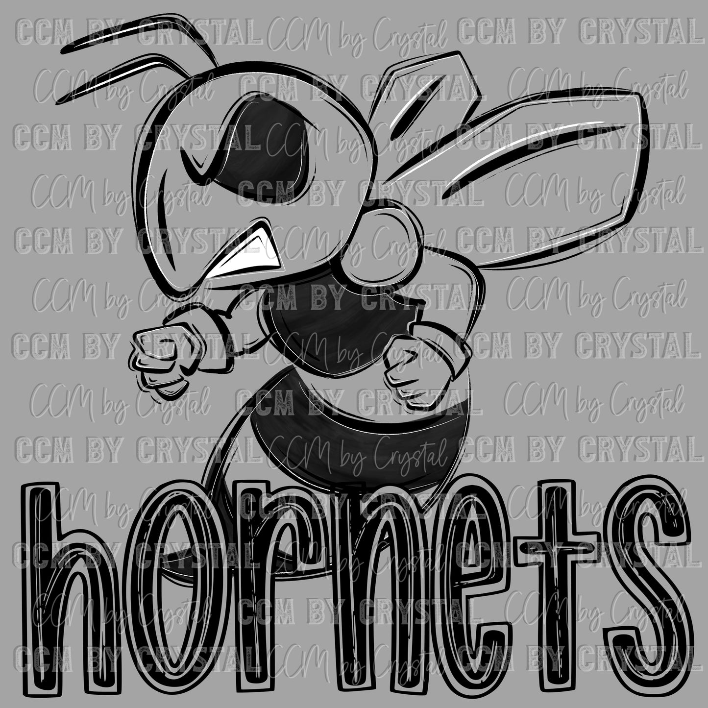 Hornets Doodle Mascot Sports Ready to Press Transfer DTF Transfer Sublimation Transfer