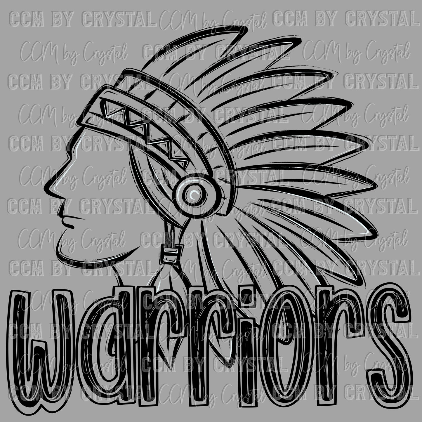 Warriors Doodle Mascot Sports Ready to Press Transfer DTF Transfer Sublimation Transfer