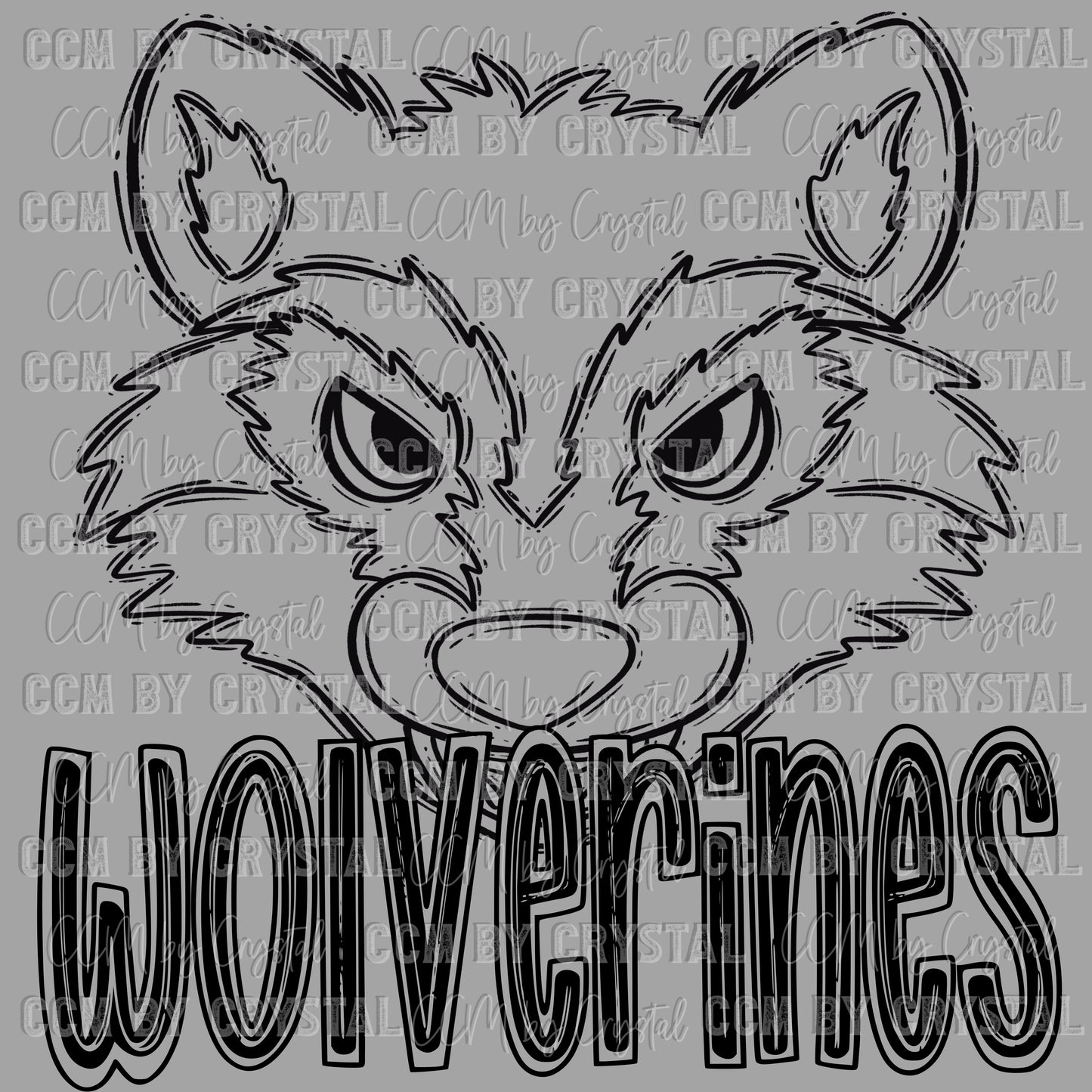 Wolverines Doodle Mascot Sports Ready to Press Transfer DTF Transfer Sublimation Transfer