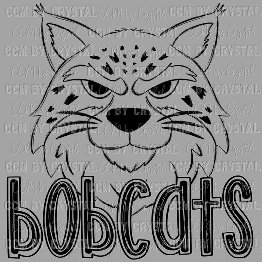 Bobcats Doodle Mascot Sports Ready to Press Transfer DTF Transfer Sublimation Transfer