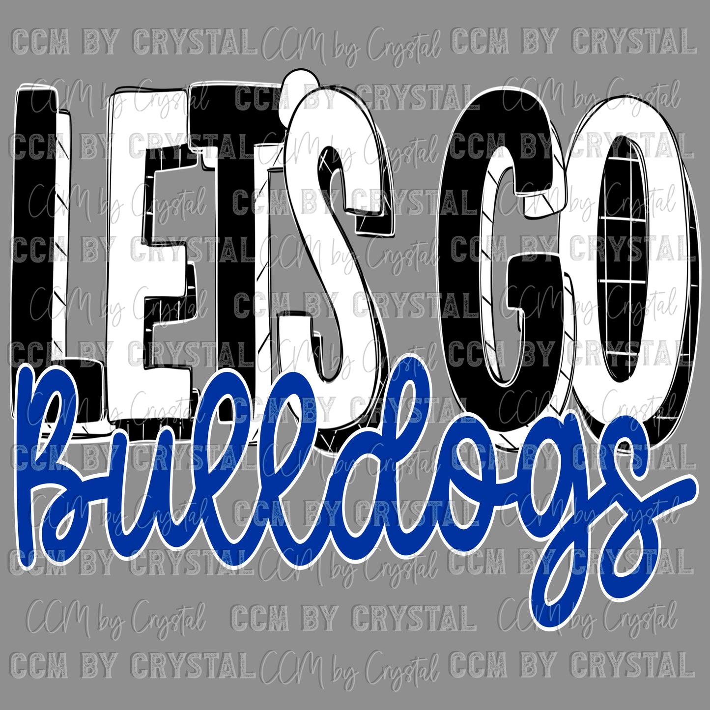 Let’s Go Bulldogs Mascot Blue Ready to Press Transfer DTF Transfer Sublimation Transfer
