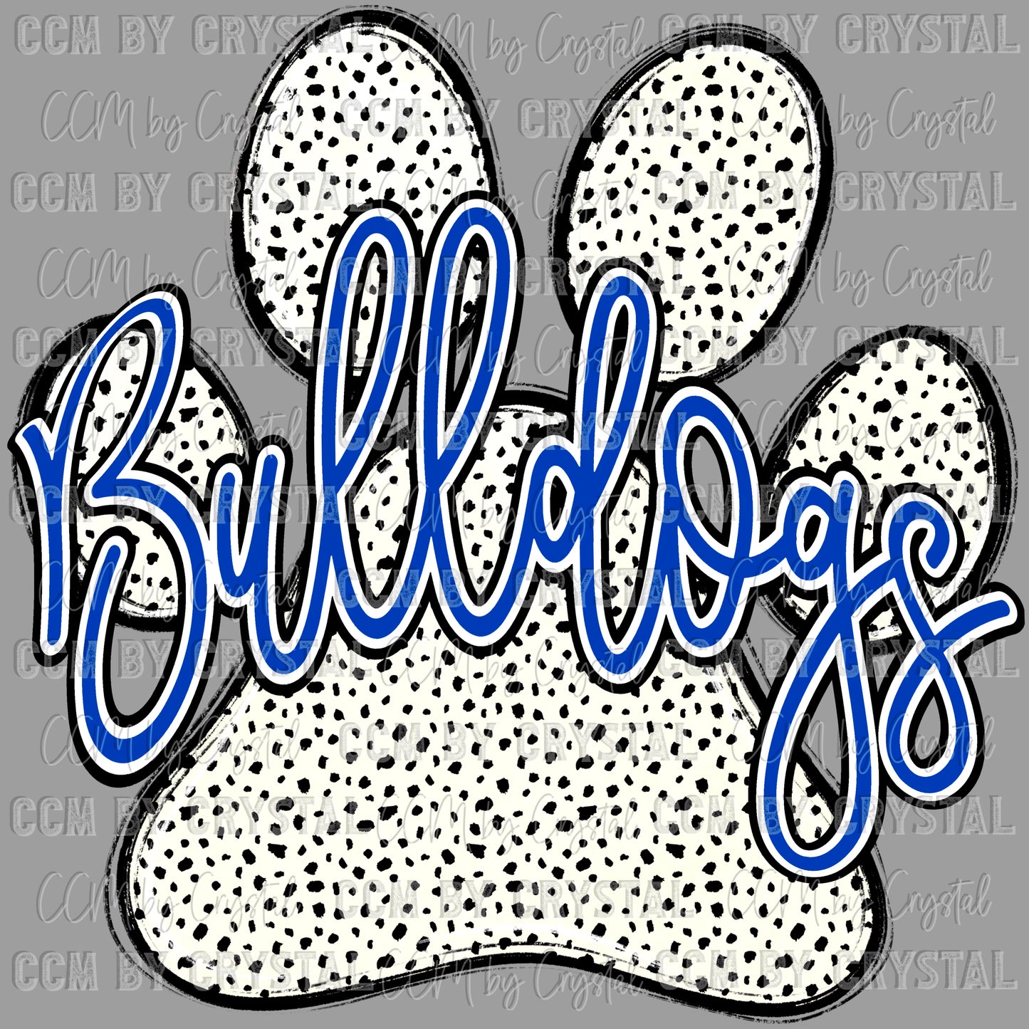 Bulldogs Paw Mascot Blue Ready to Press Transfer DTF Transfer Sublimation Transfer
