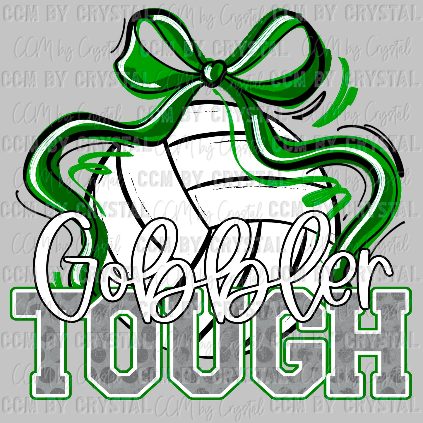 Gobbler Tough Volleyball Green Mascot Sports Ready to Press Transfer DTF Transfer Sublimation Transfer