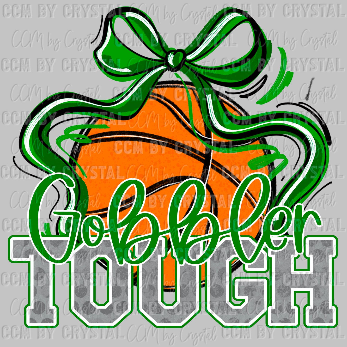 Gobbler Tough Basketball Green Mascot Sports Ready to Press Transfer DTF Transfer Sublimation Transfer