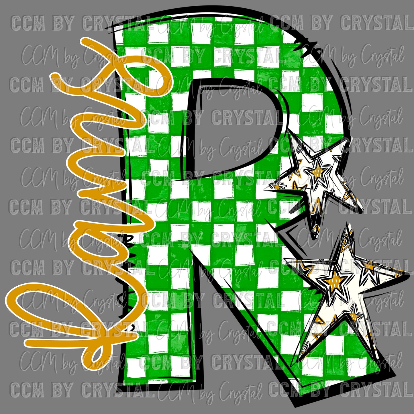 R Rams Green and Gold Mascot Sports Ready to Press Transfer DTF Transfer Sublimation Transfer