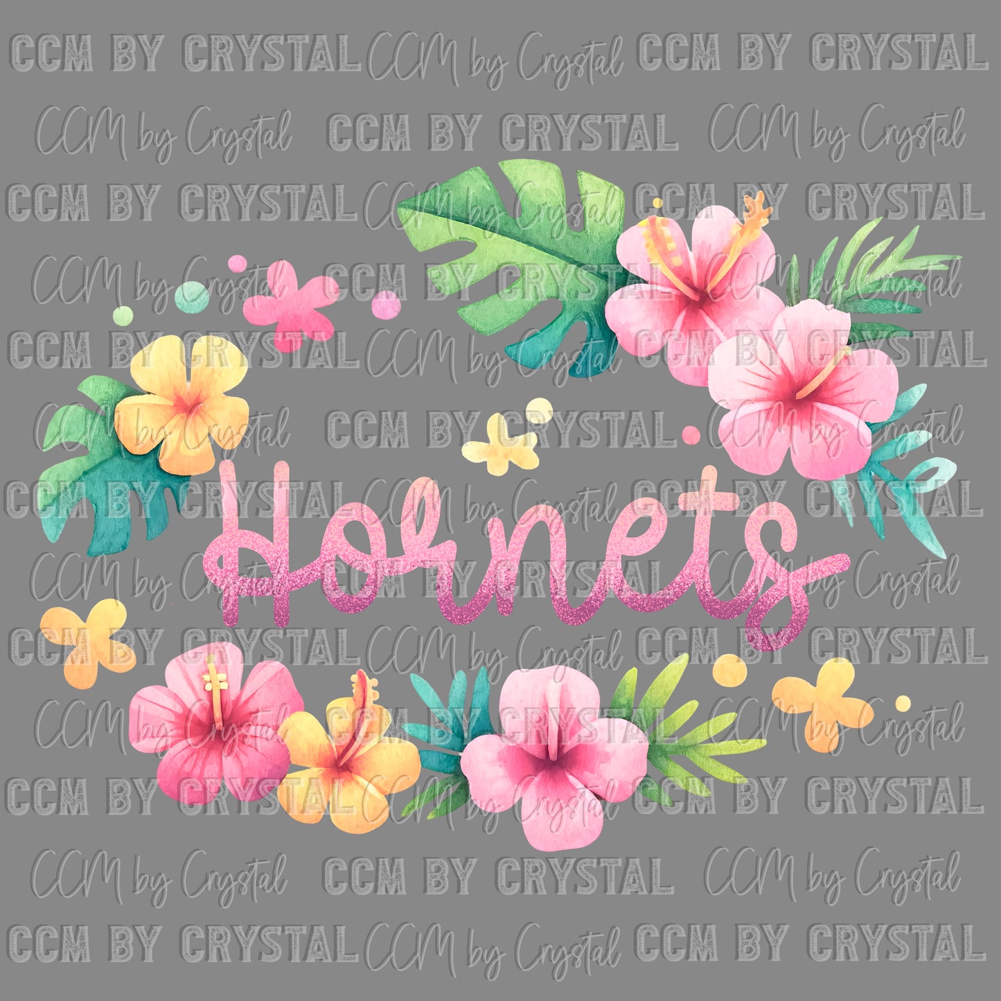 Hornets Mascot Hibiscus Ready to Press Transfer DTF Transfer Sublimation Transfer