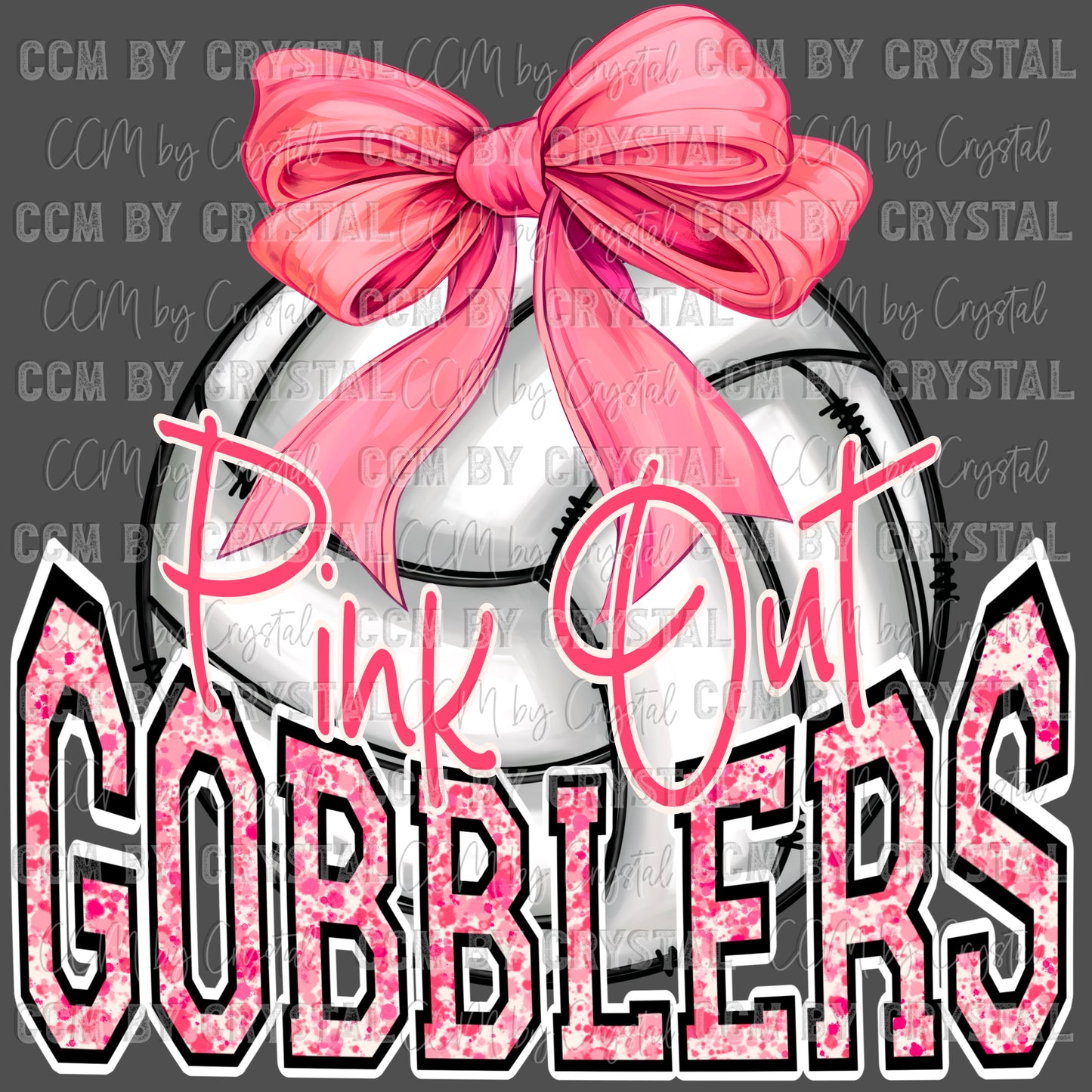 Cuero Gobblers Volleyball Bow Pink Out Mascot Ready to Press Transfer DTF Transfer Sublimation Transfer