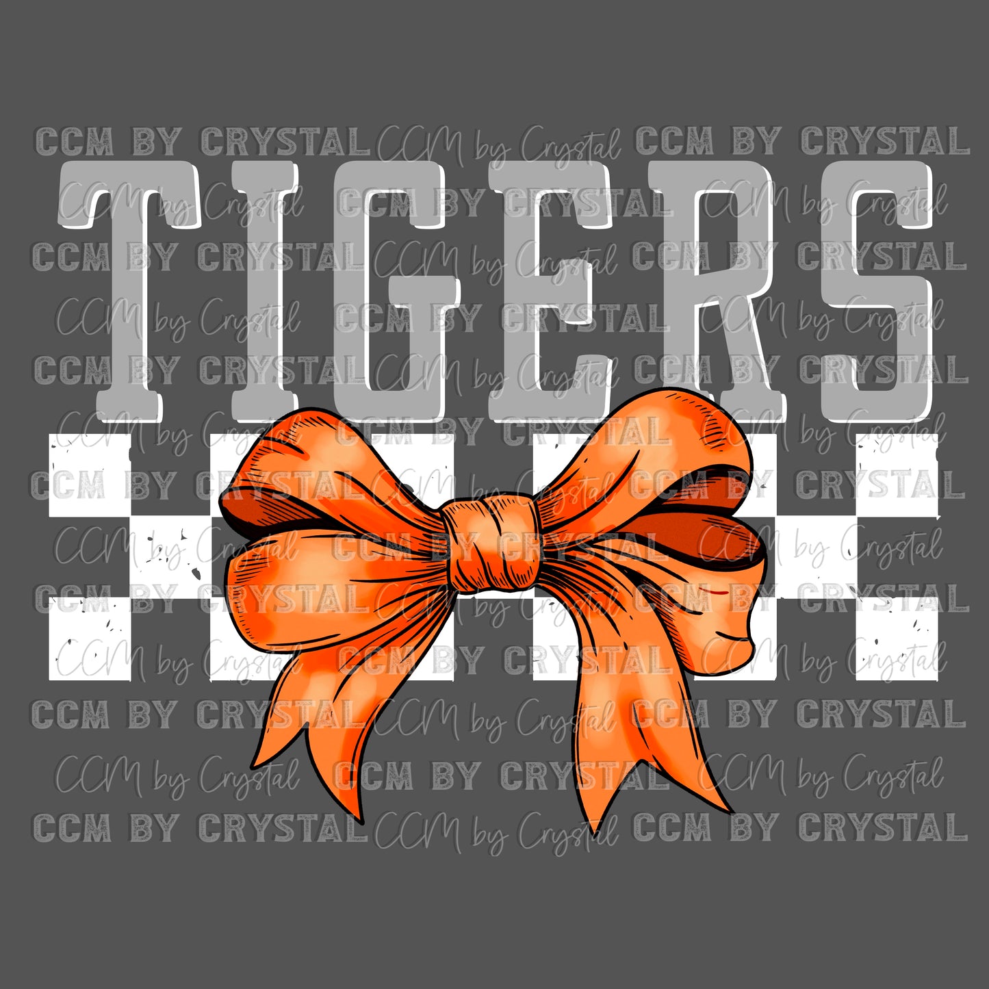 Tigers Orange Bow Mascot Ready to Press Transfer DTF Transfer Sublimation Transfer
