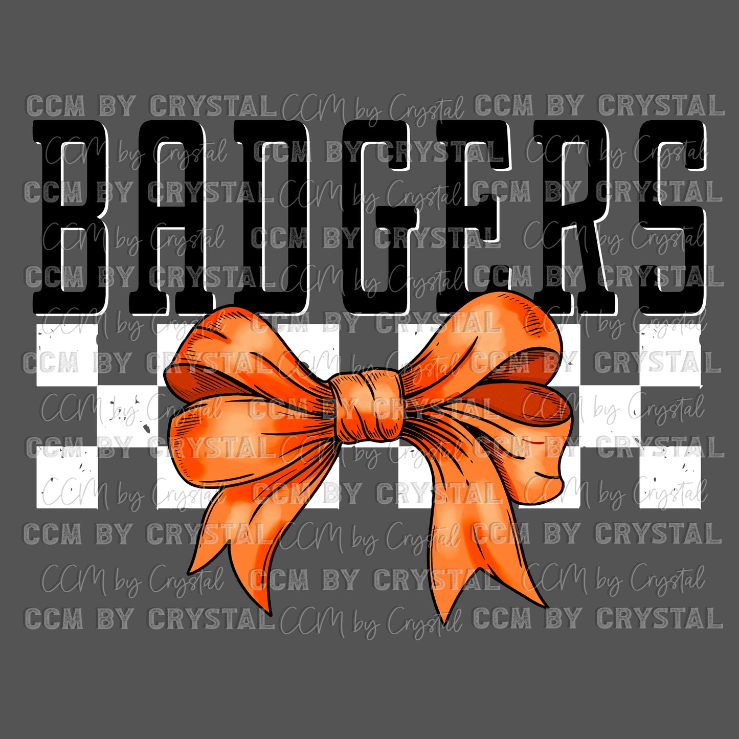 Badgers Orange Bow Mascot Ready to Press Transfer DTF Transfer Sublimation Transfer