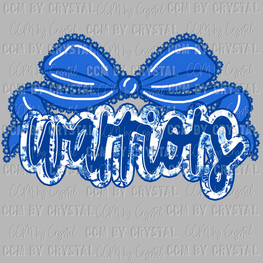 Warriors Blue Sports Mascot Ready to Press Transfer DTF Transfer Sublimation Transfer