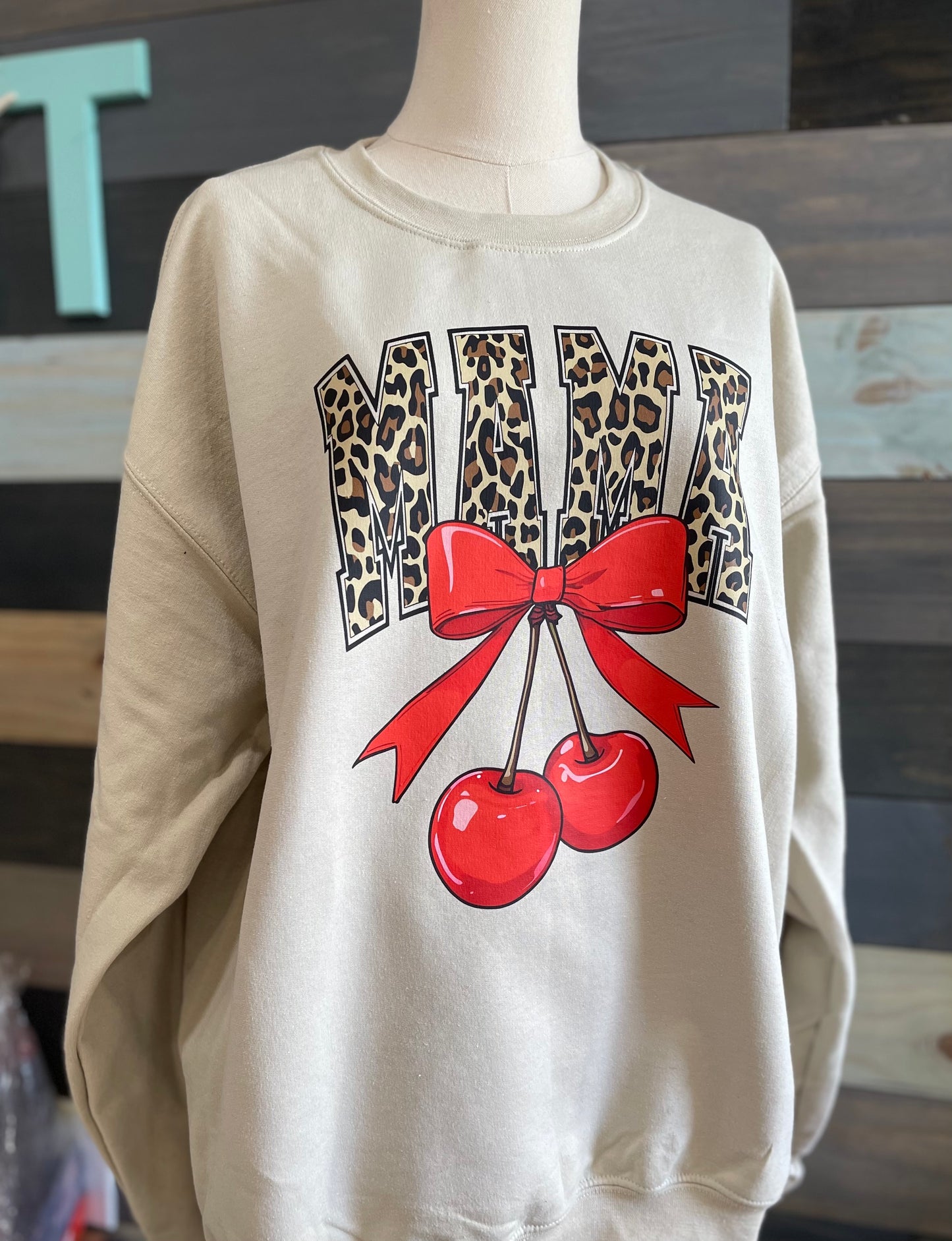 Leopard Mama Cherries Gilden Sweatshirt