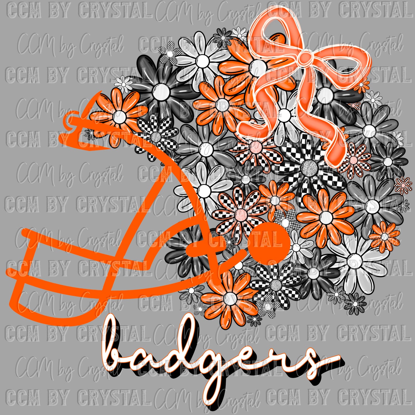 Personalized Color/Mascot Change Floral Helmet Green Mascot Ready to Press Transfer DTF Transfer Sublimation Transfer