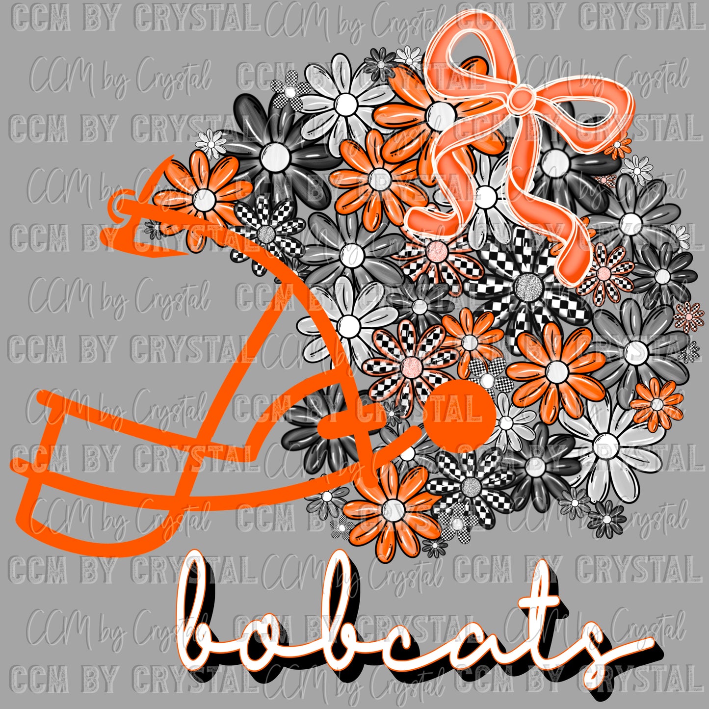 Personalized Color/Mascot Change Floral Helmet Green Mascot Ready to Press Transfer DTF Transfer Sublimation Transfer