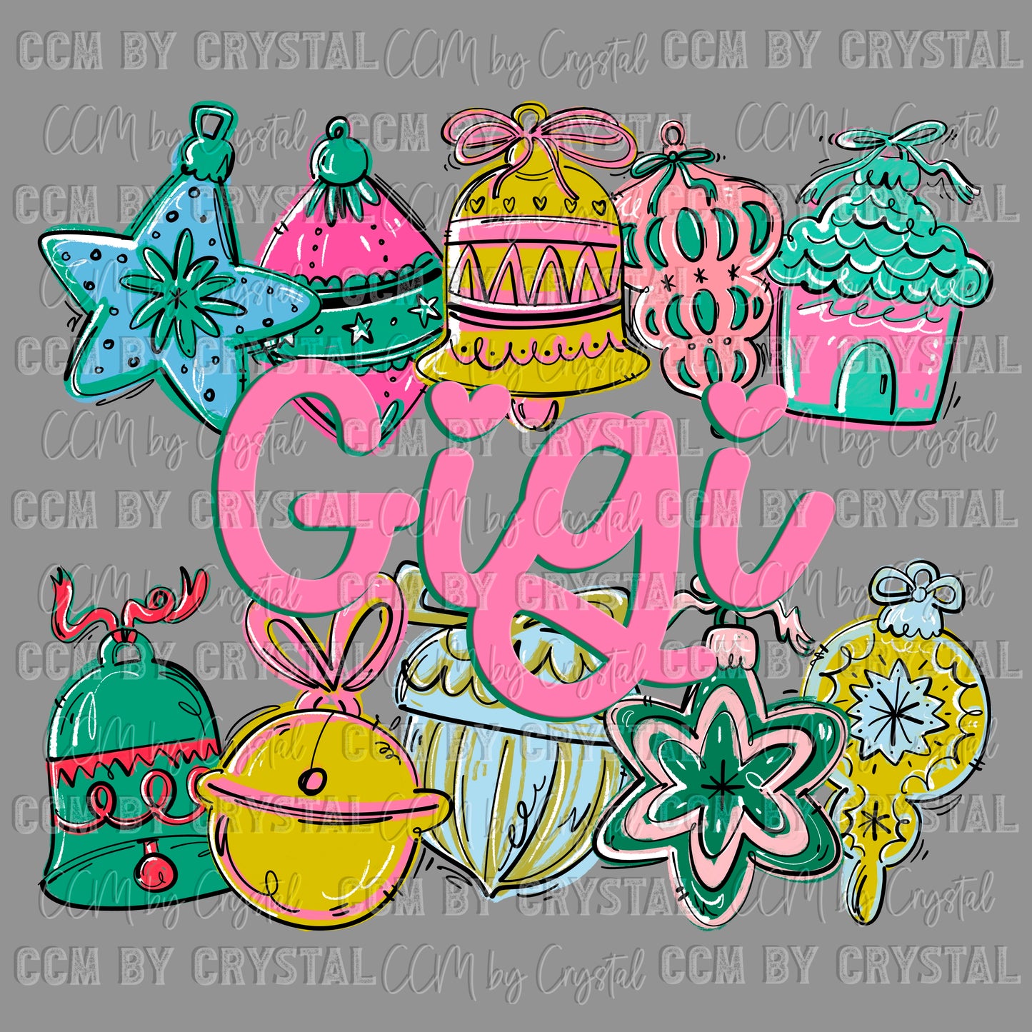 Christmas Ornament Gigi Ready to Press Transfer DTF Transfer Sublimation Transfer