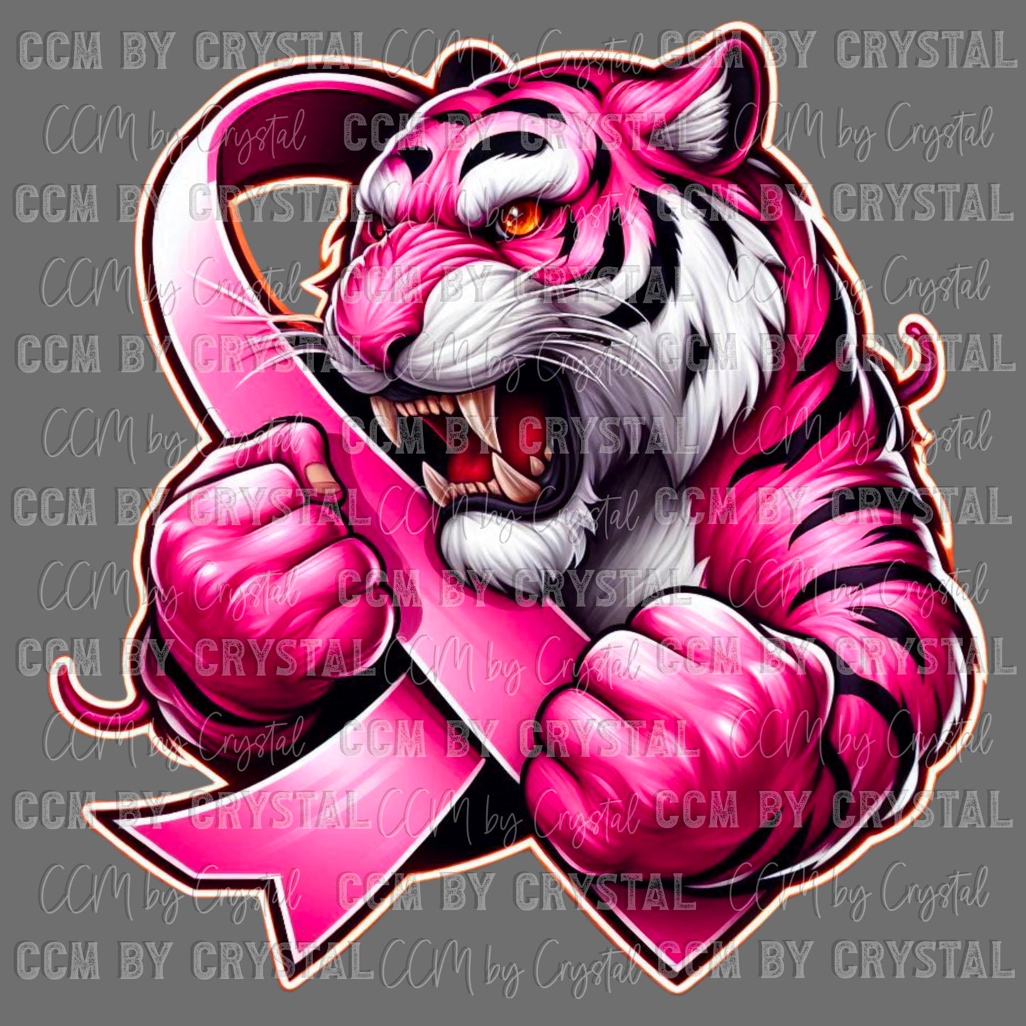 Tigers Pink Out Mascot Sports Ready to Press Transfer DTF Transfer Sublimation Transfer