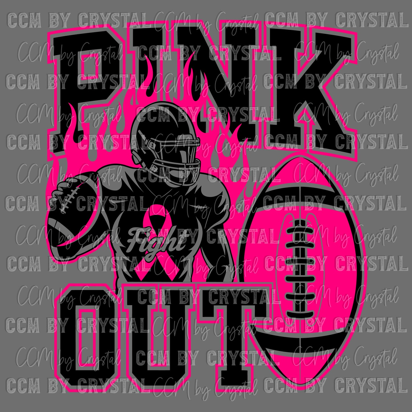 Pink Out Mascot Sports Ready to Press Transfer DTF Transfer Sublimation Transfer