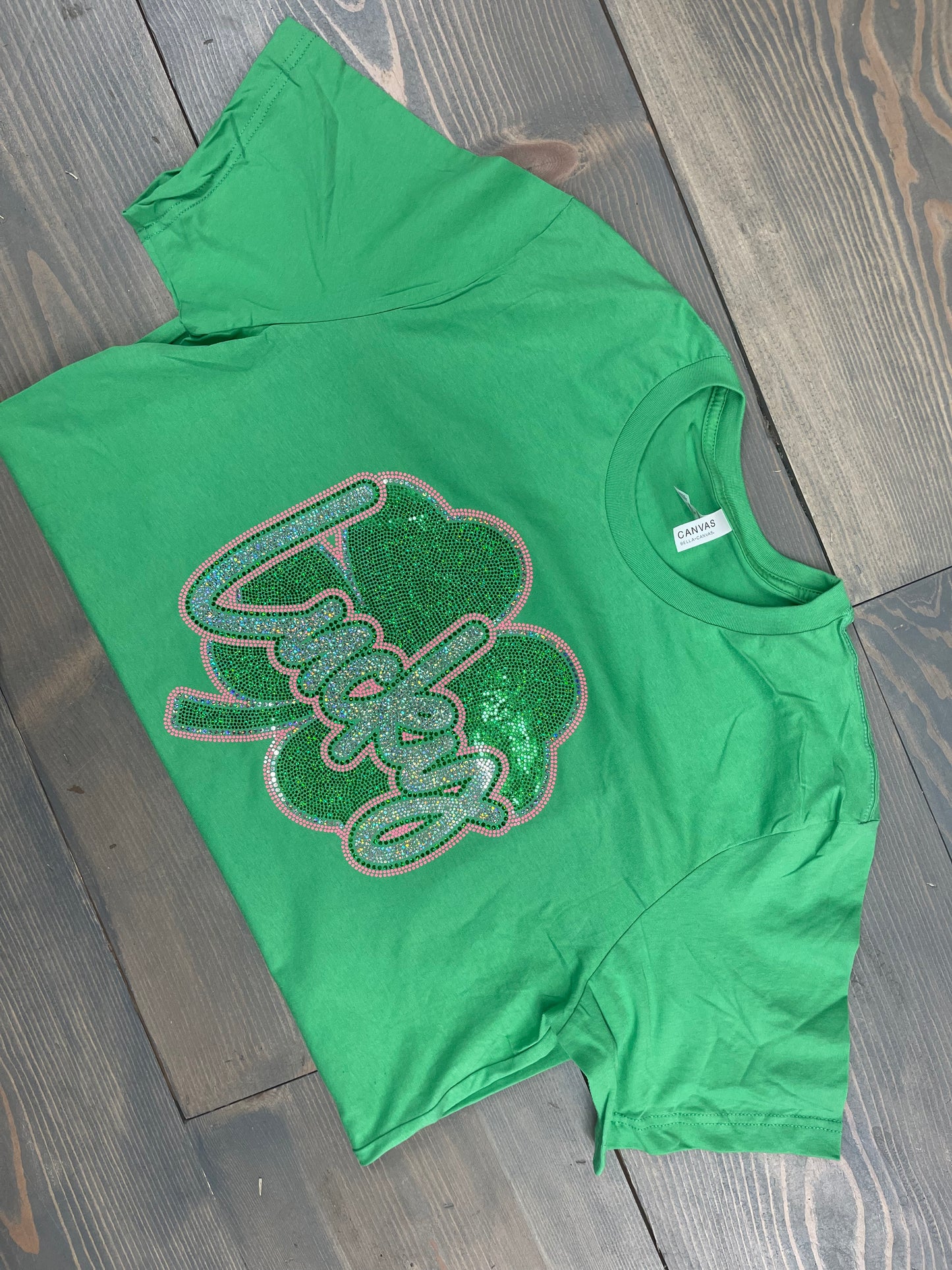 St Patrick's Day Lucky Shamrock Spangle T-Shirt