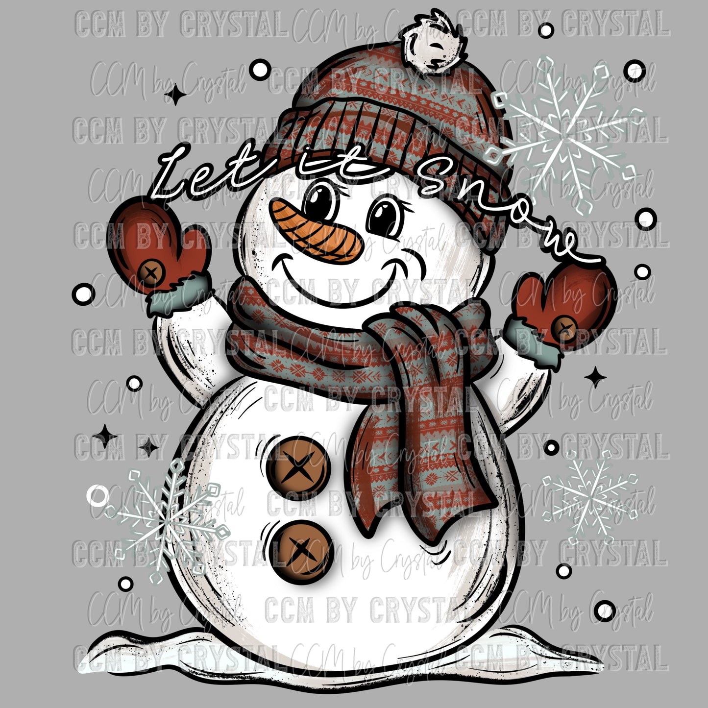Let It Snow Snowman Christmas Winter Ready to Press Transfer Instant Peel DTF Transfer Sublimation Transfer