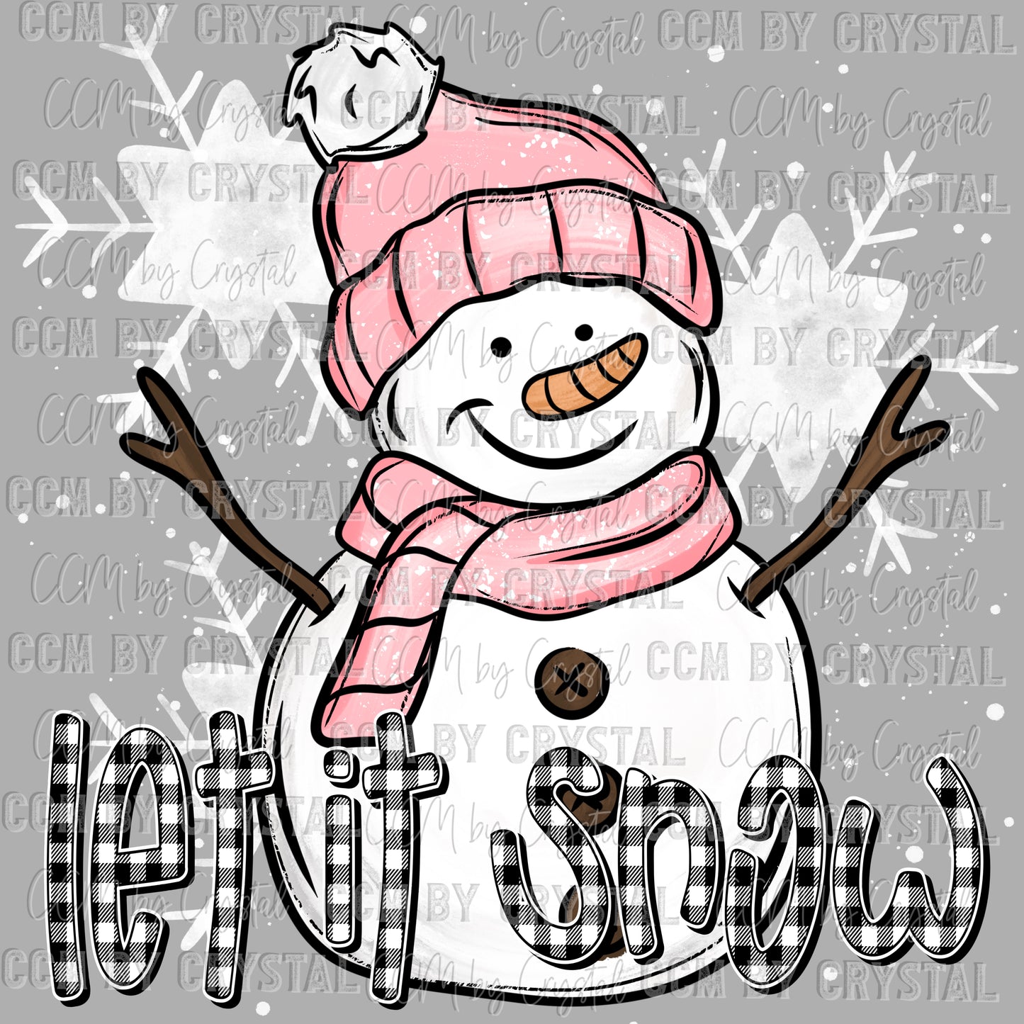 Let It Snow Snowman Winter Christmas Ready to Press Transfer Instant Peel DTF Transfer